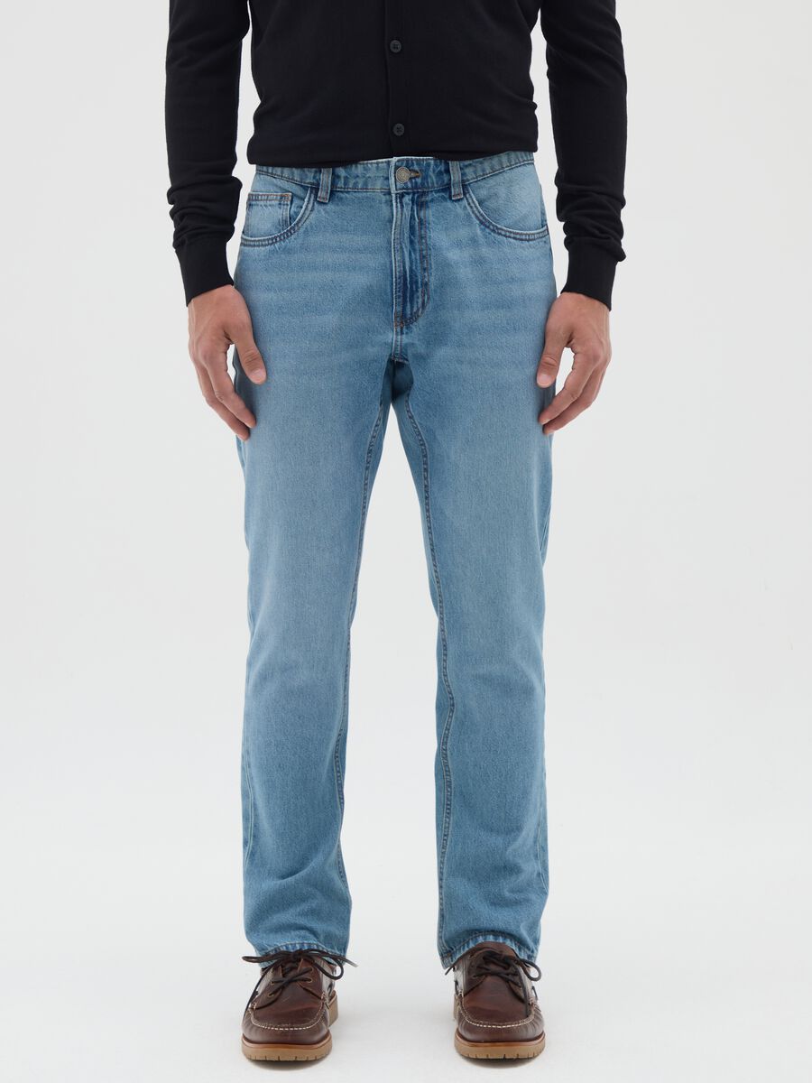 Men's pure cotton blue regular fit jeans_1