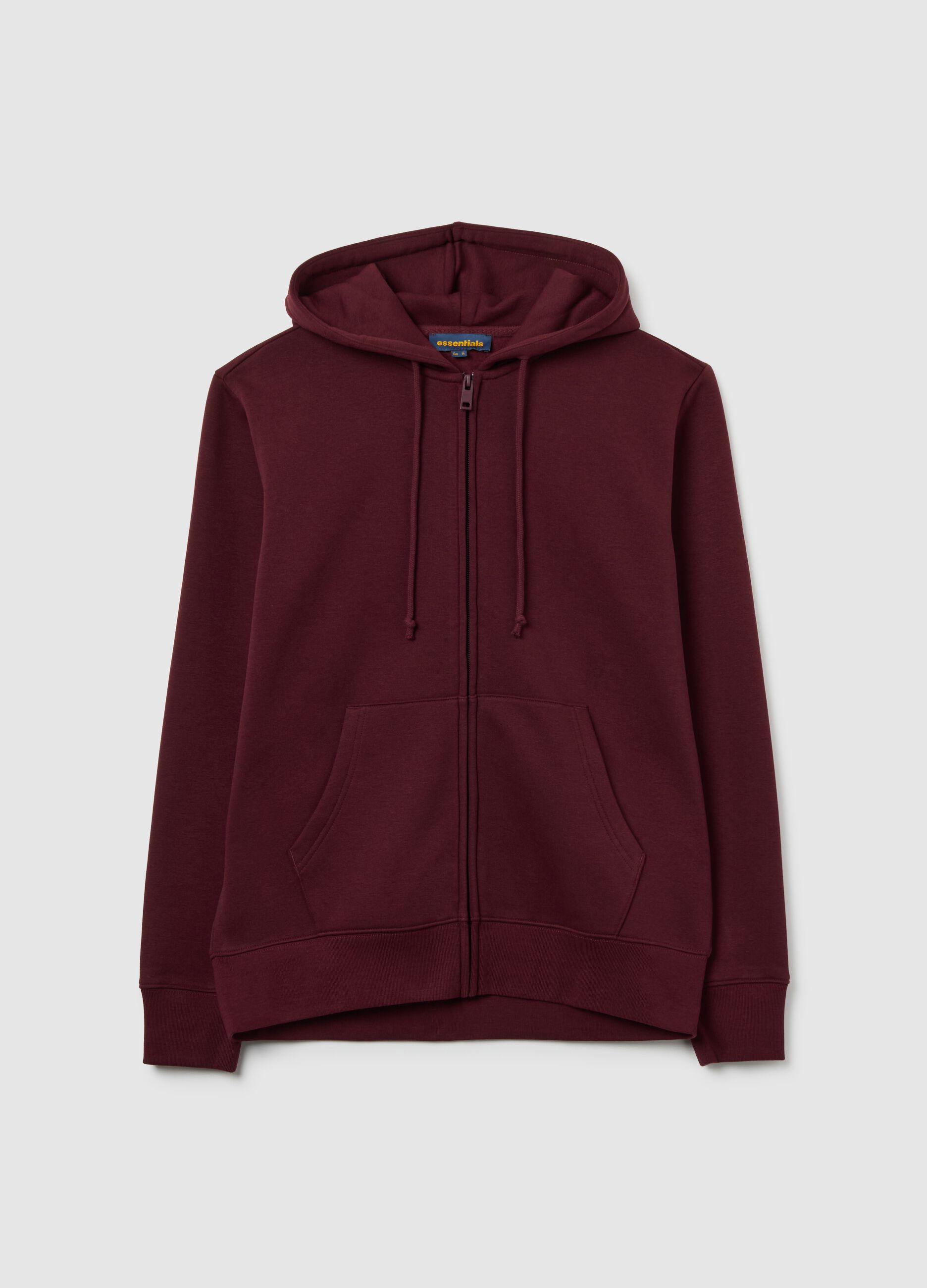 Red Cotton Blend Regular Fit Hoodie with Zip