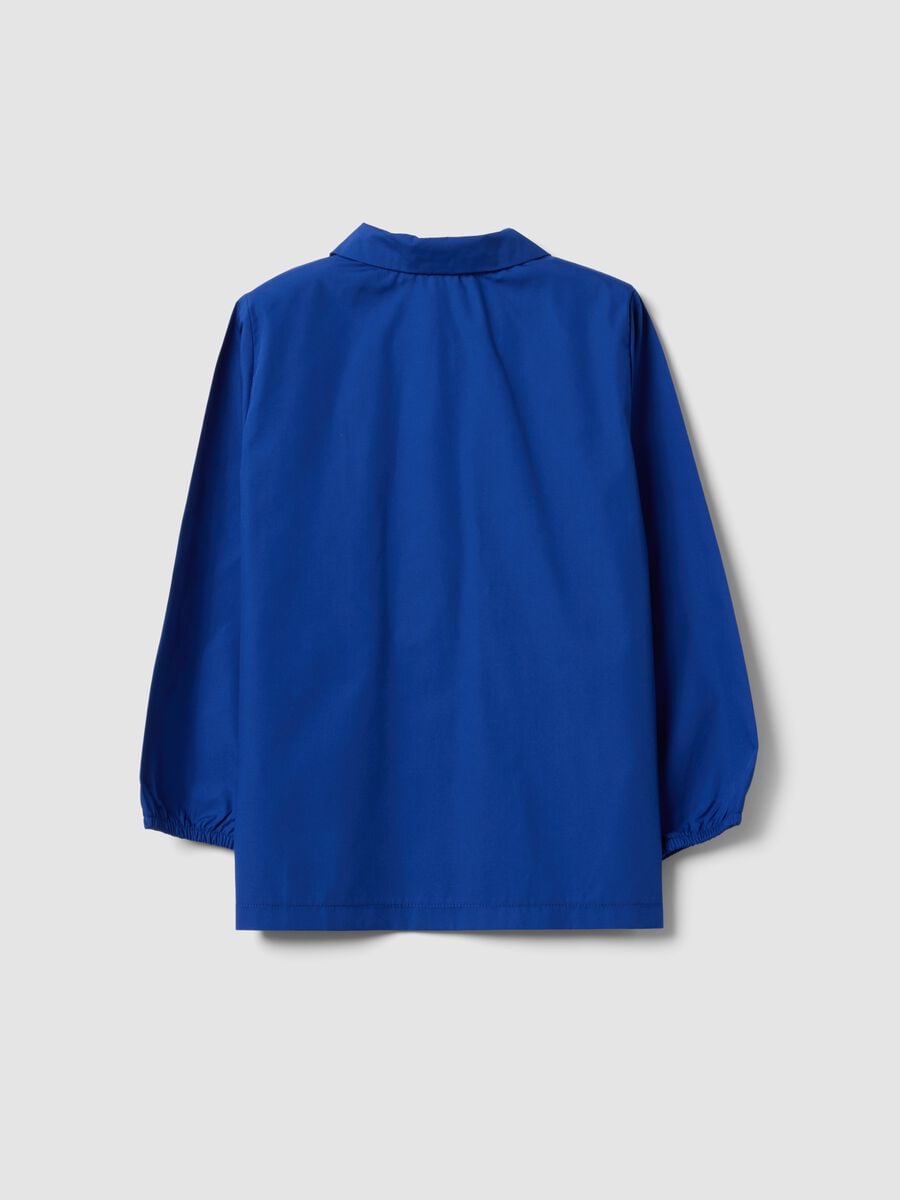 Blue school apron with Minecraft embroidery for boys_1