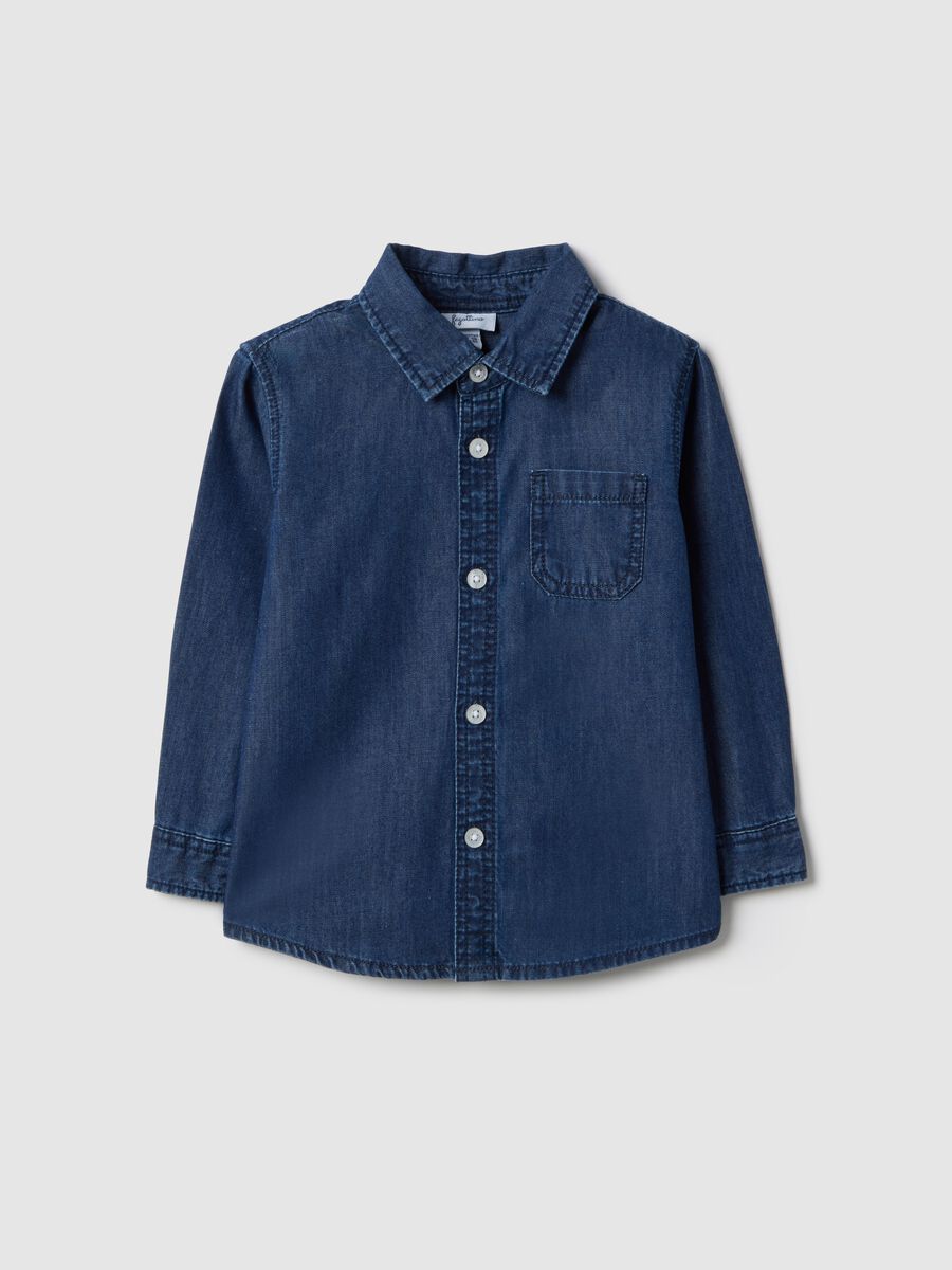 Blue pure cotton regular fit shirt for children_0