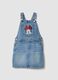 Girls&rsquo; blue denim dungarees in 100% cotton with Minnie embroidery_0