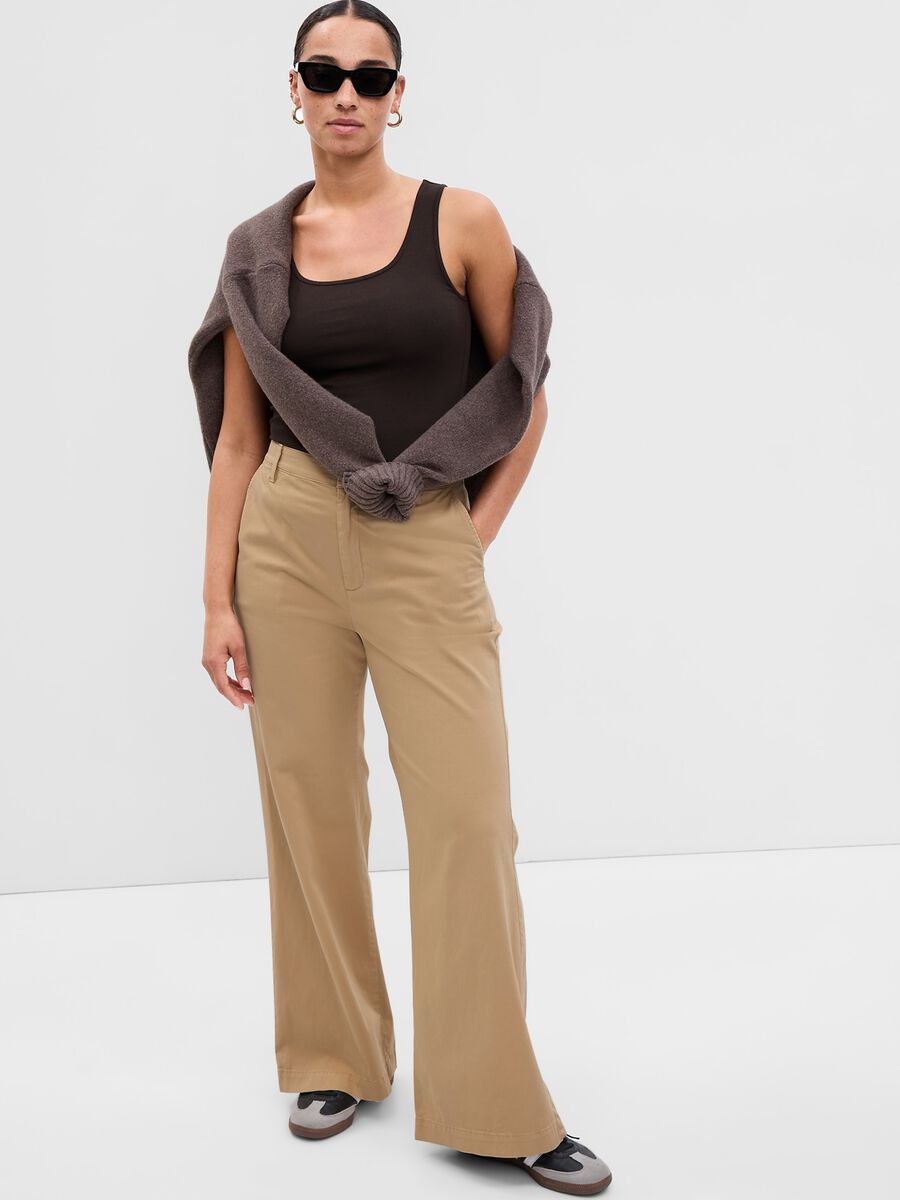 Pantaloni flare fit in cotone stretch_3