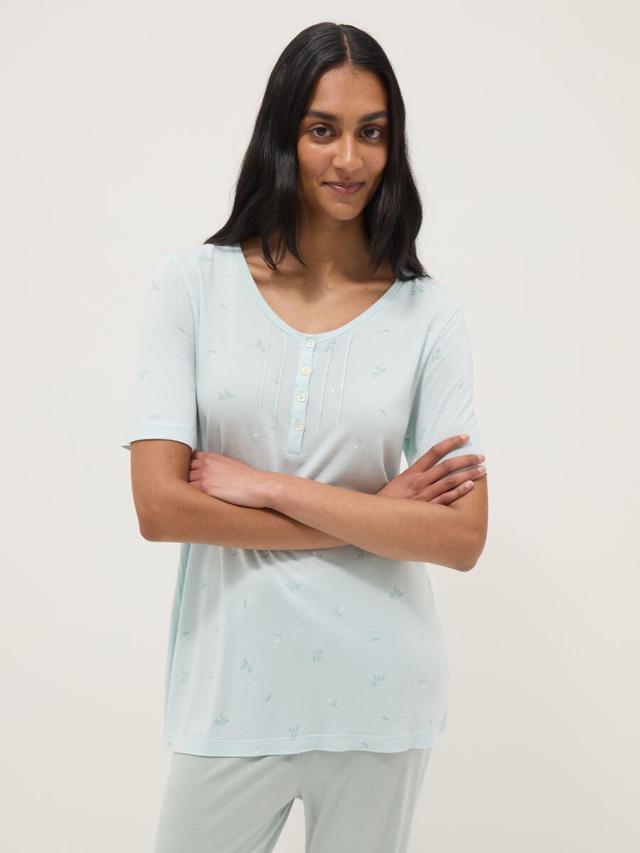 Blue pure viscose pyjamas regular fit_1