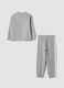 Grey 100% cotton tracksuit with sweatshirt and varsity print for boys_3