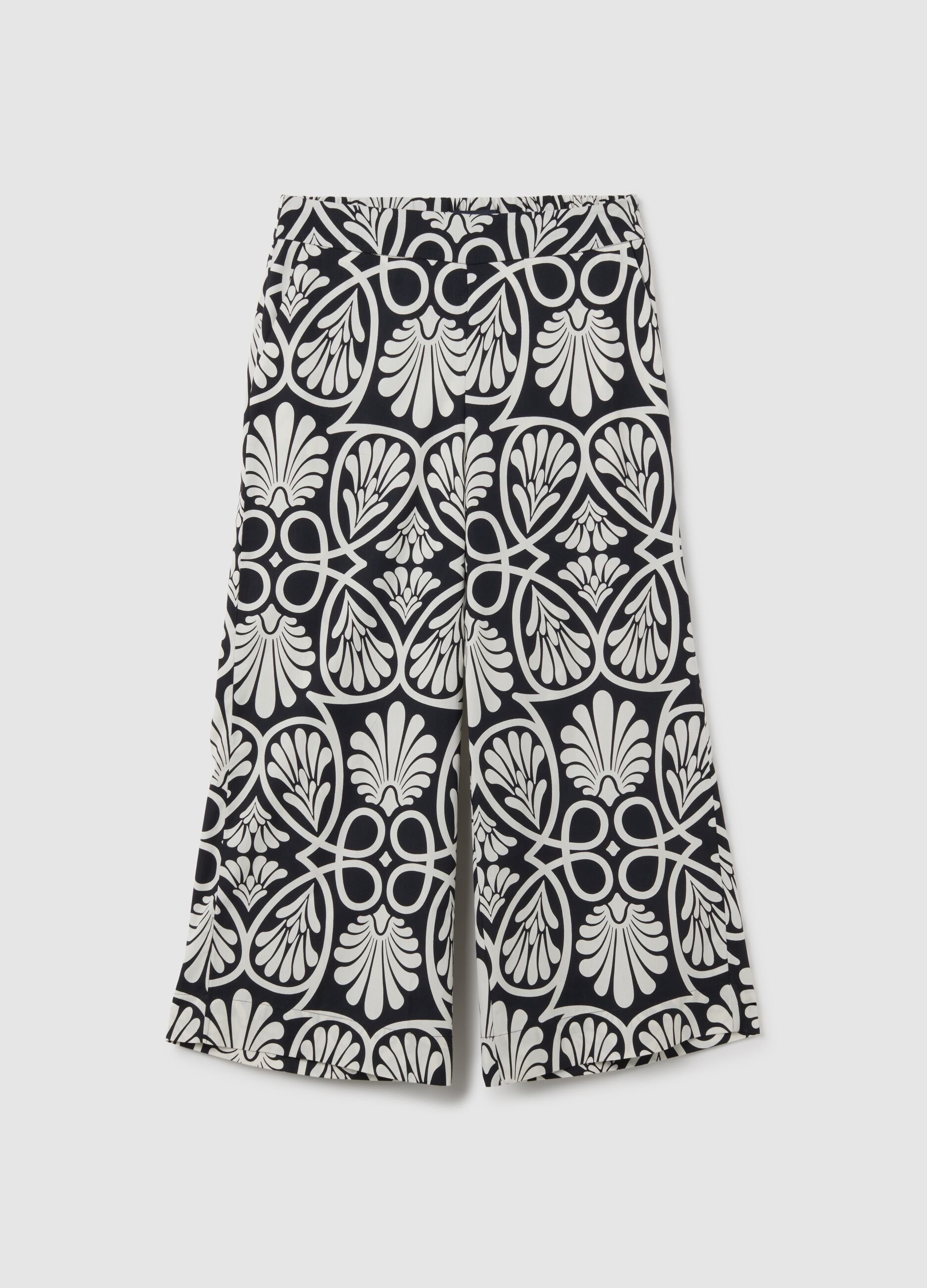 Pantaloni palazzo da donna in puro cotone multicolor wide leg