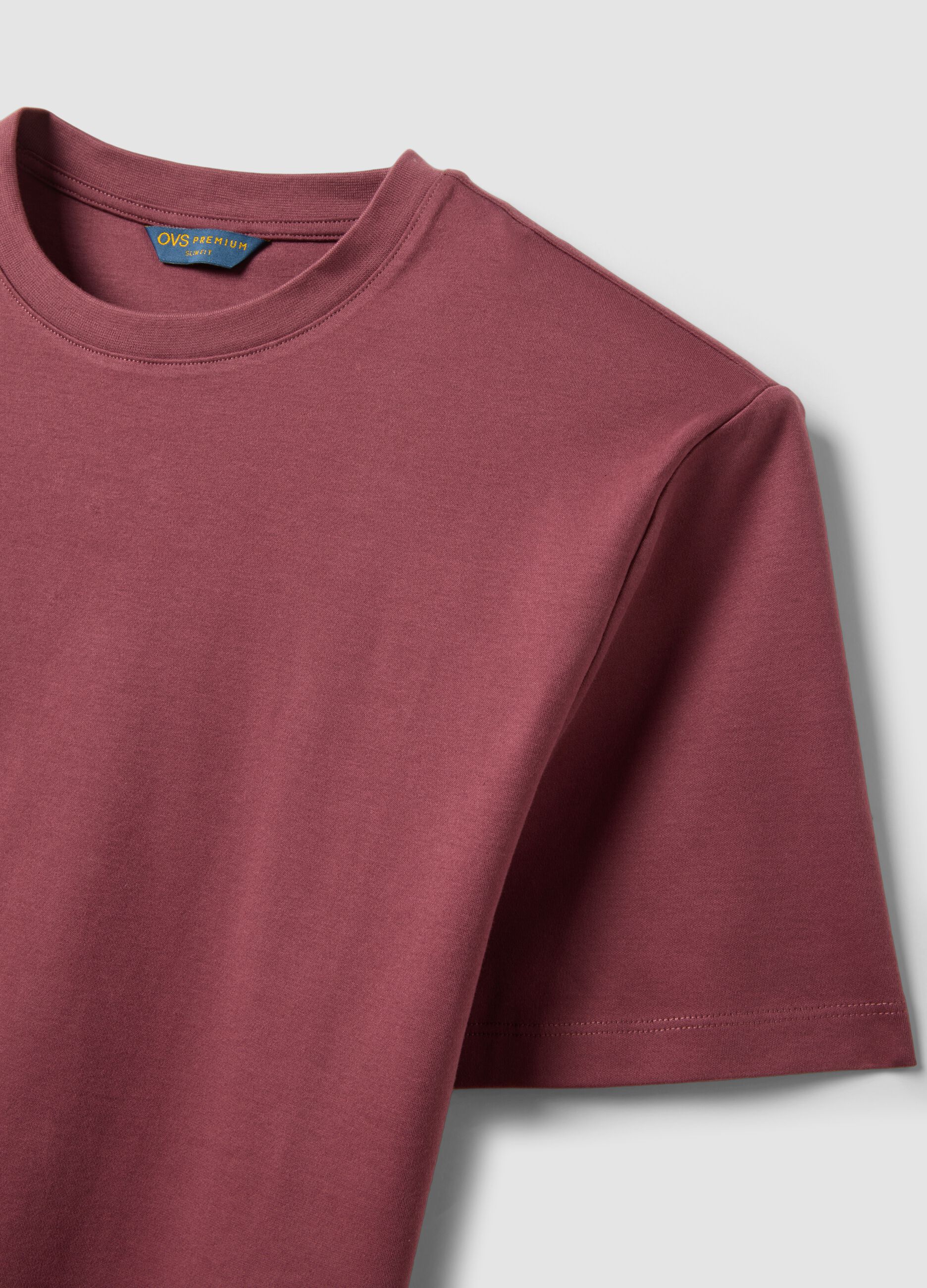 Red slim-fit T-shirt in pure mercerised cotton