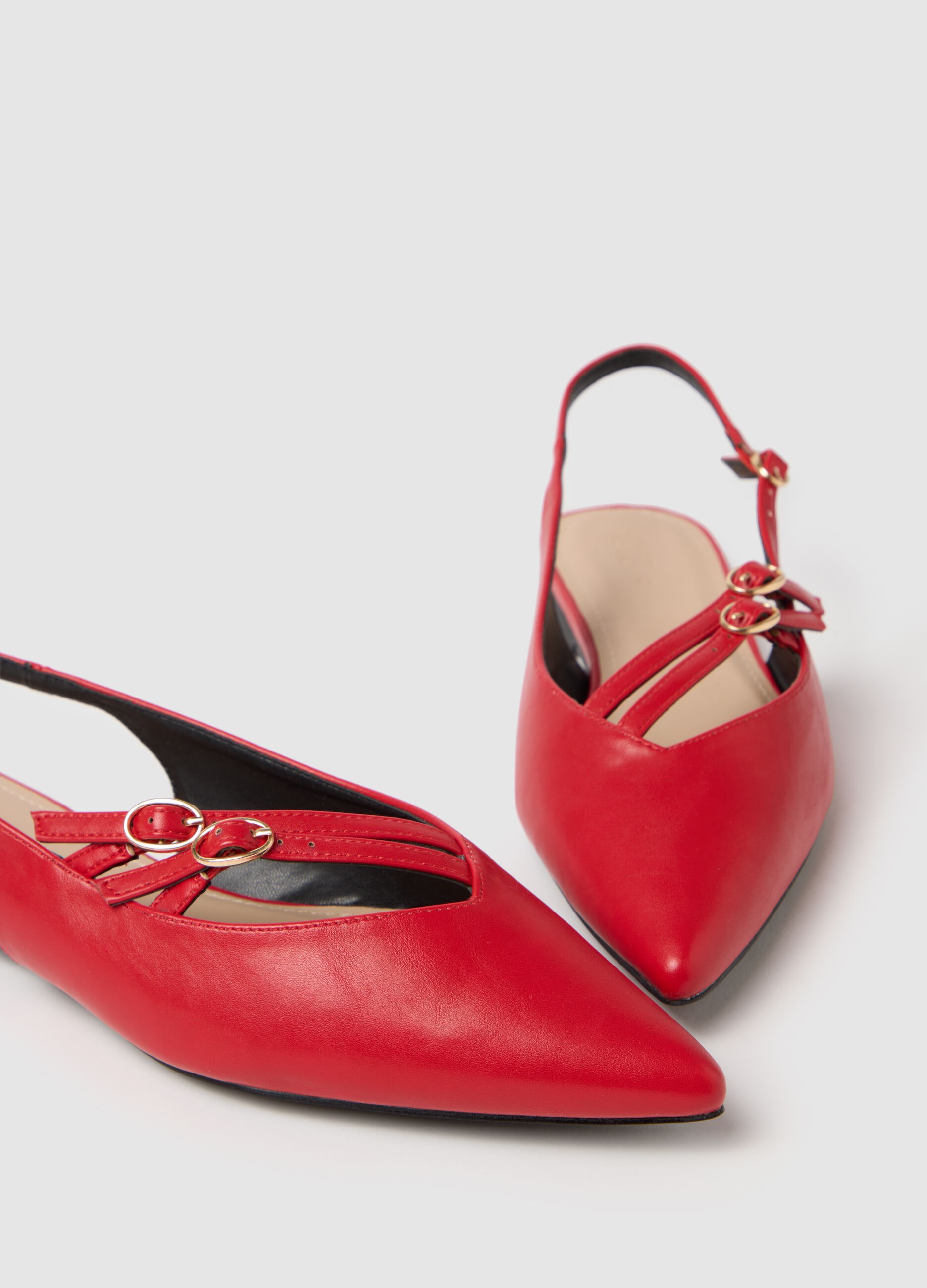 Ballerine da donna in misto rosso con cinturino