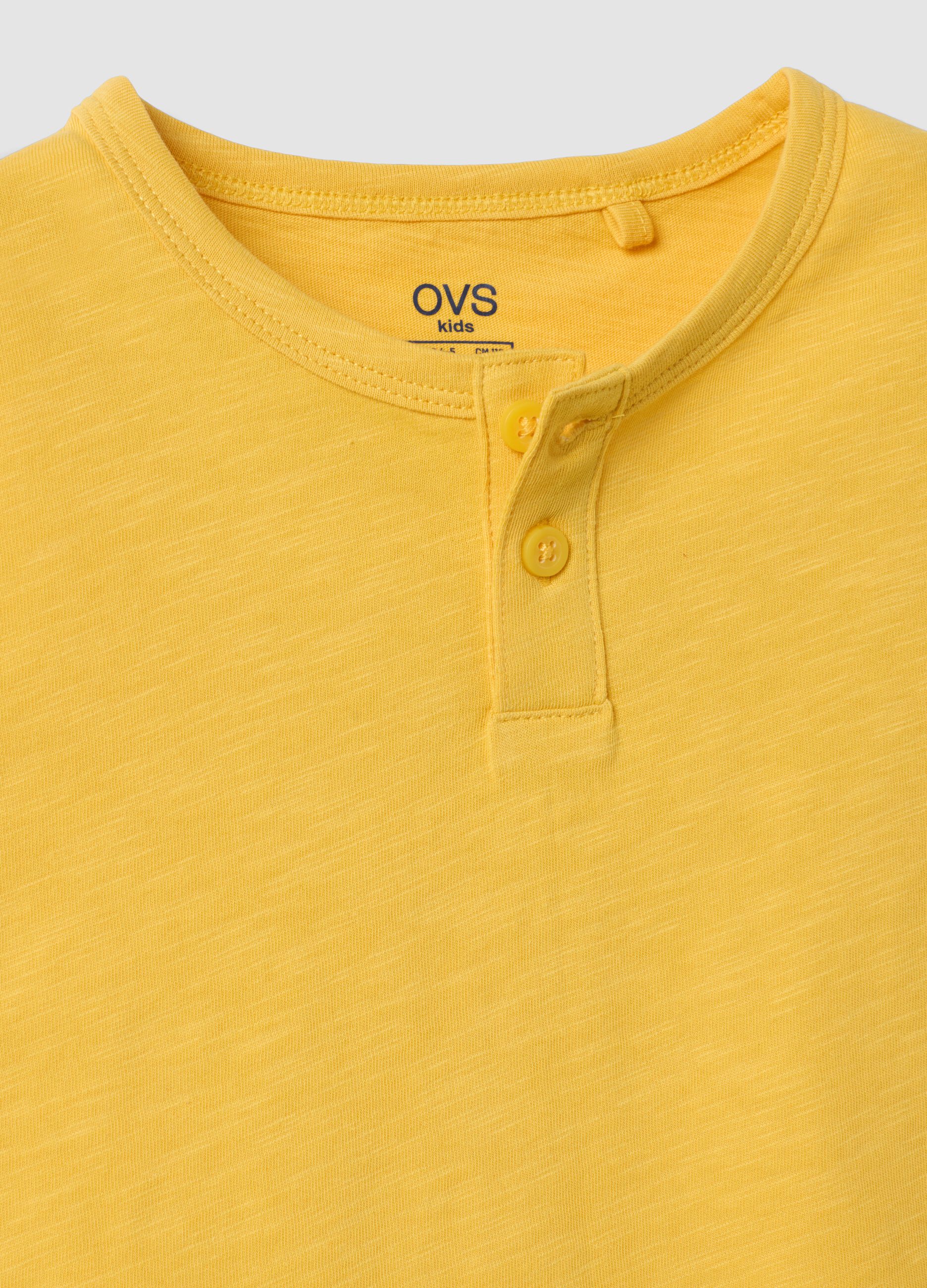 Yellow pure cotton vest top with buttons