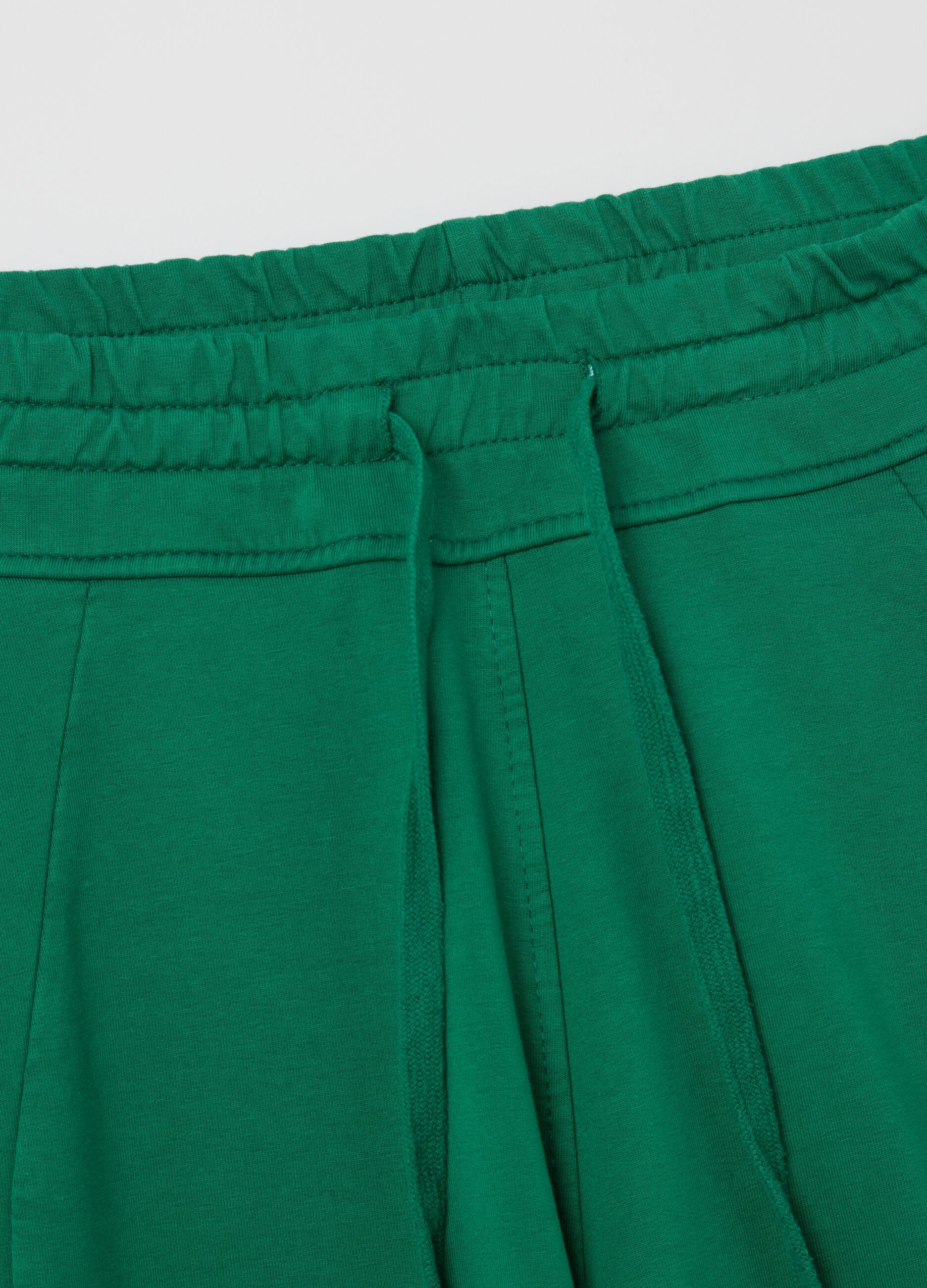 Green fluid trousers with wide leg