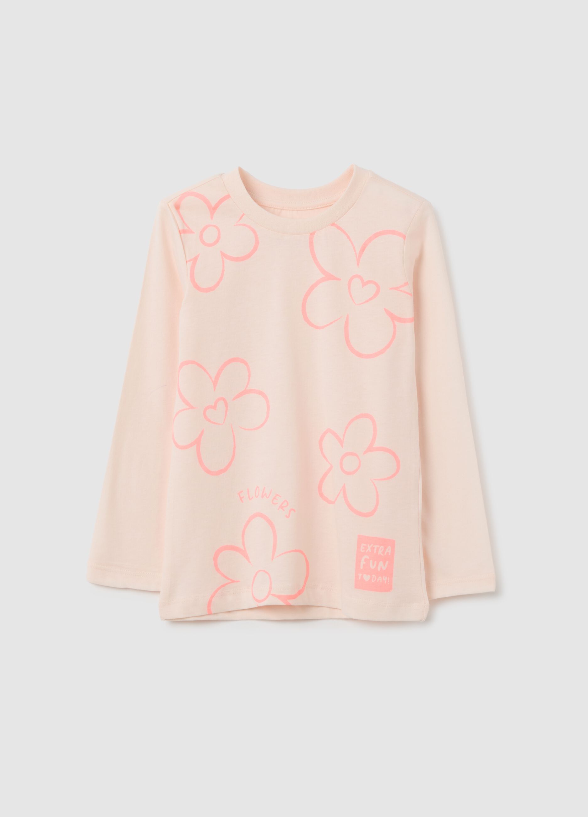 Girls' pink pure cotton regular fit t-shirt