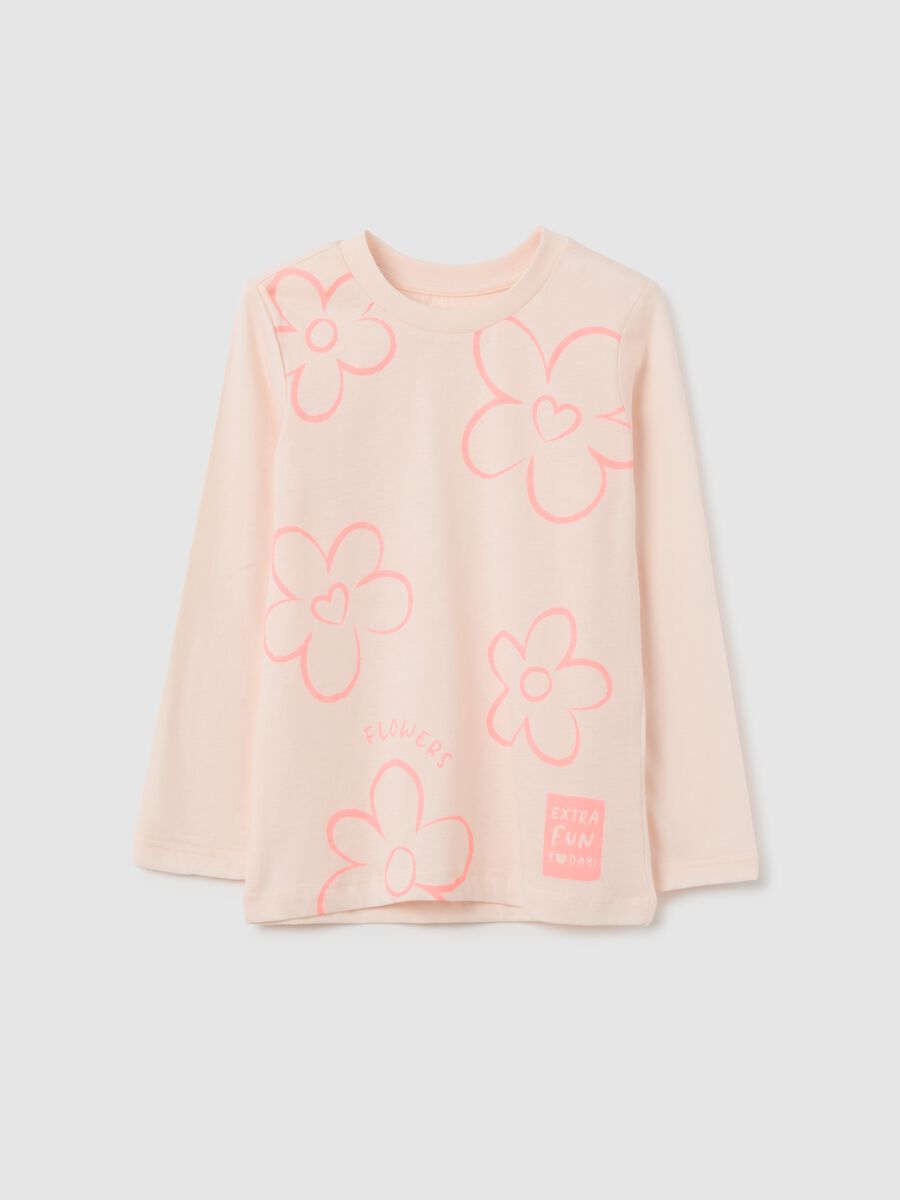 Girls' pink pure cotton regular fit t-shirt_0