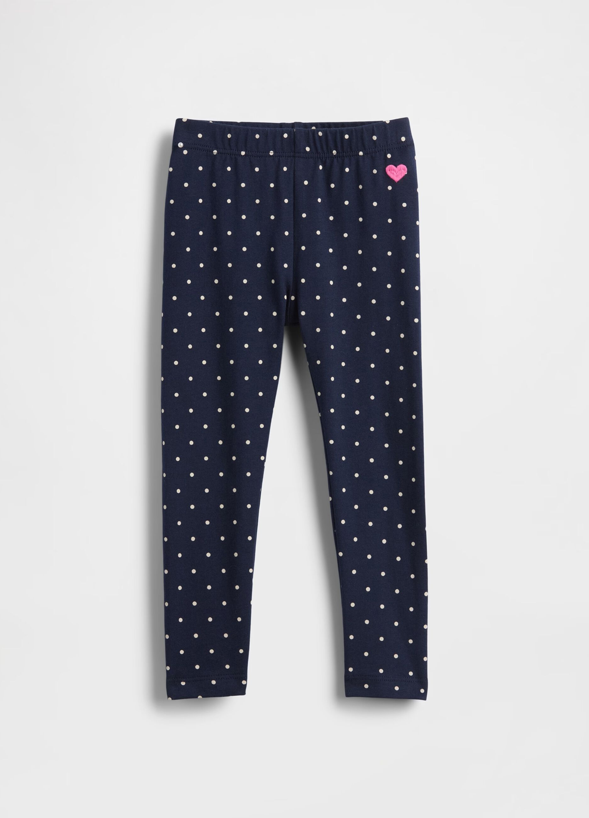 Blue leggings with hearts and polka dots