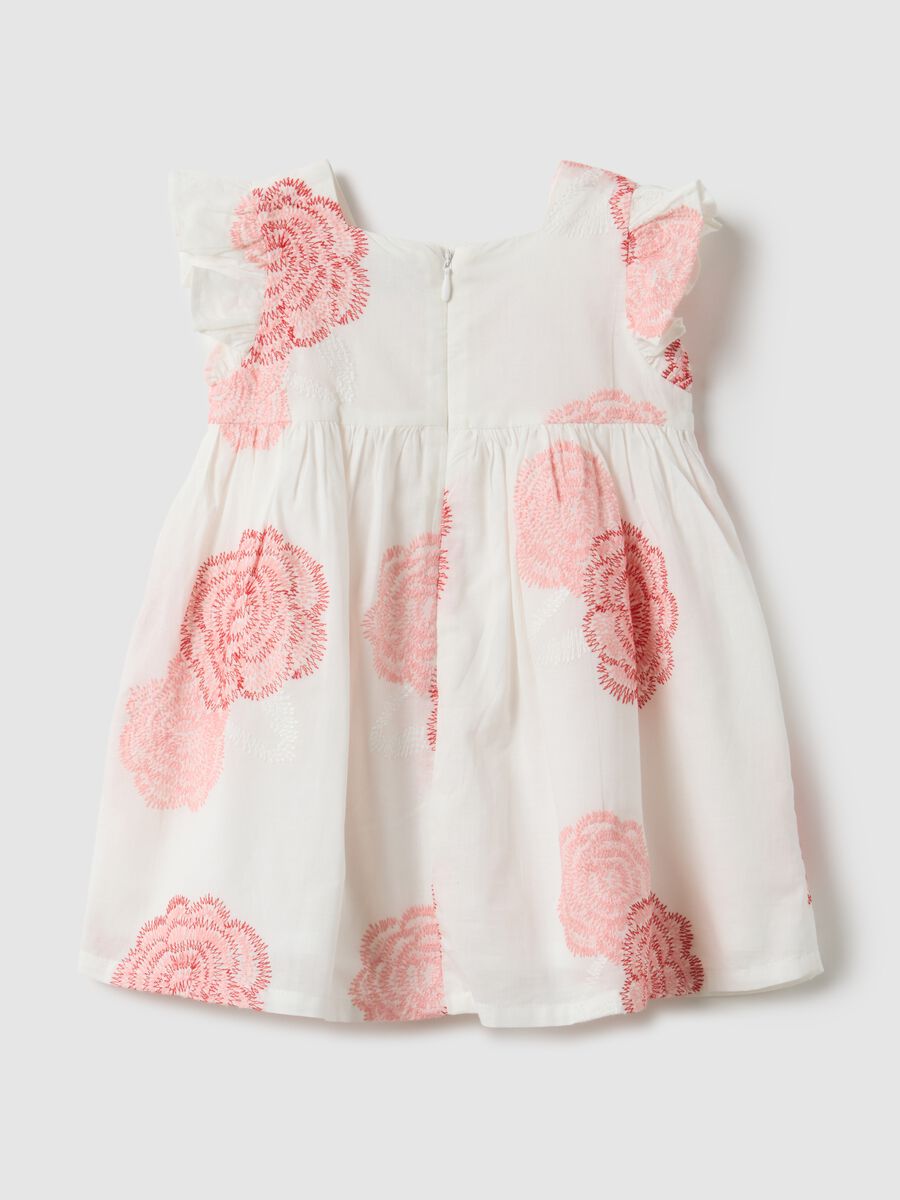 Multicolour pure cotton girl's dress regular fit with flowers_1