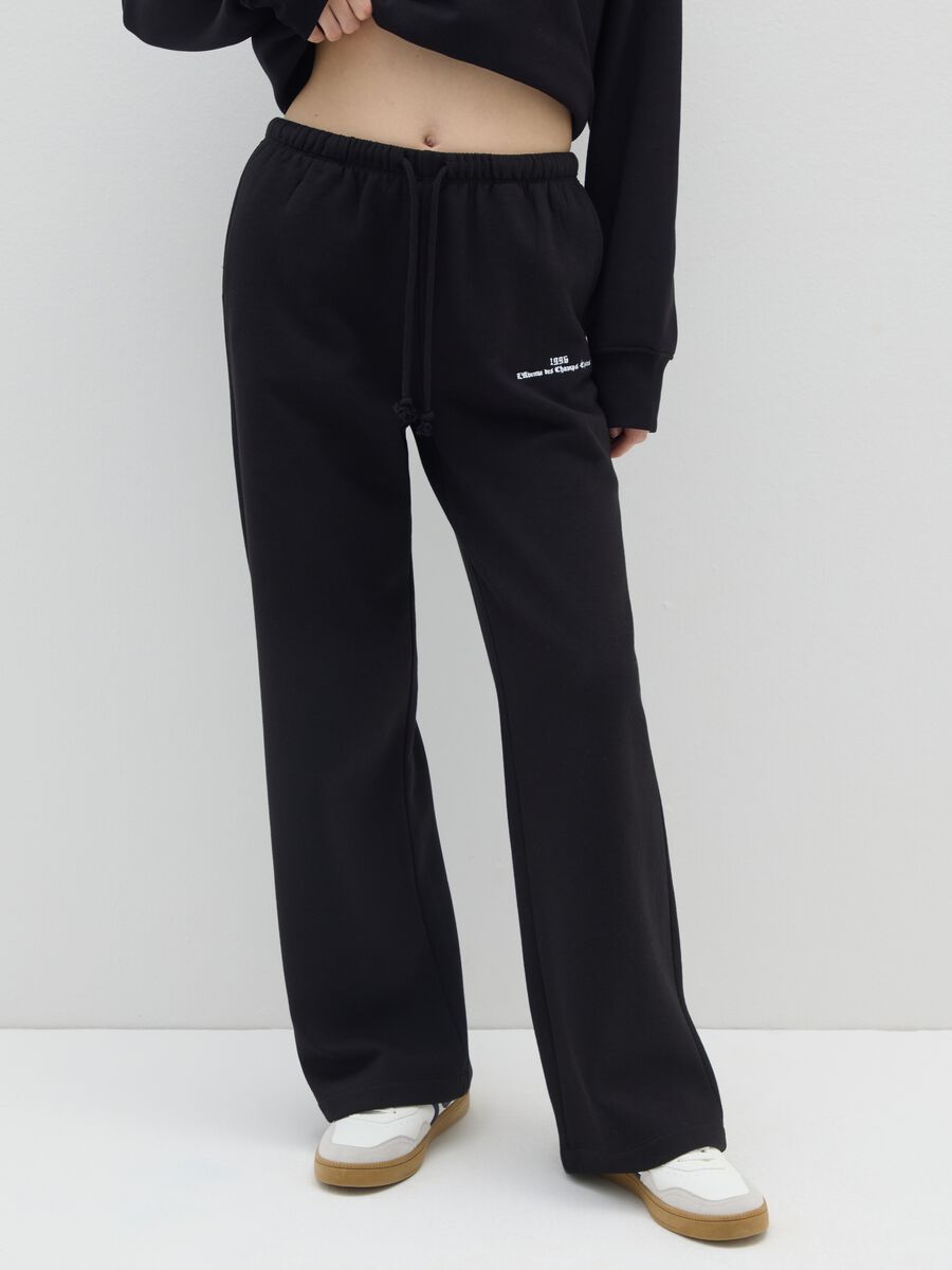 Pantaloni in misto cotone neri regular fit_1