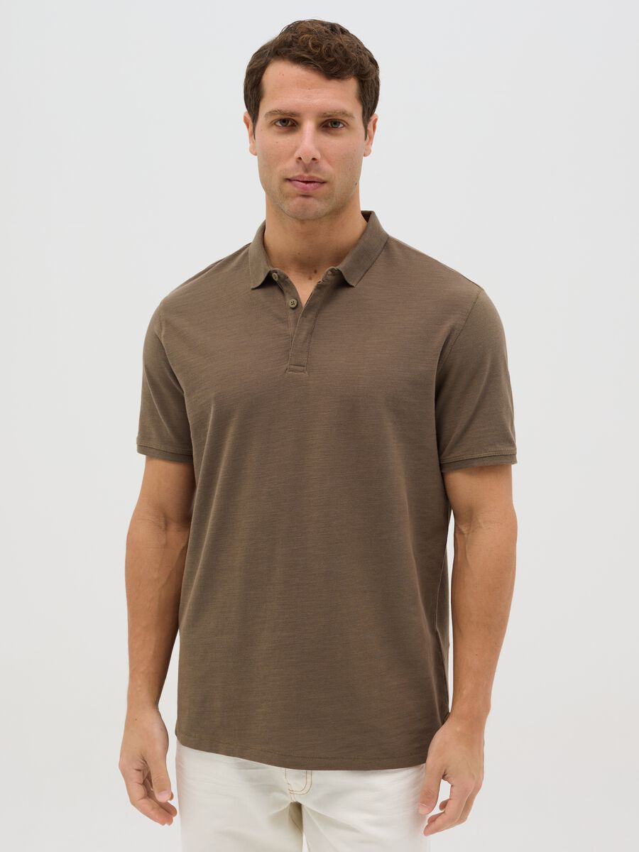 Brown pure cotton polo by Ovs_0