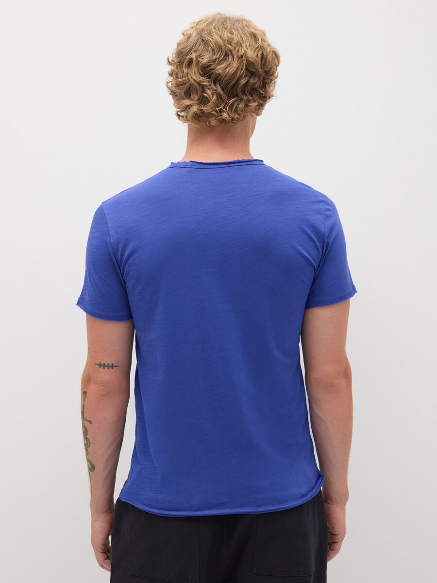 Men's Blue Regular Fit Pure Cotton T-Shirt_3