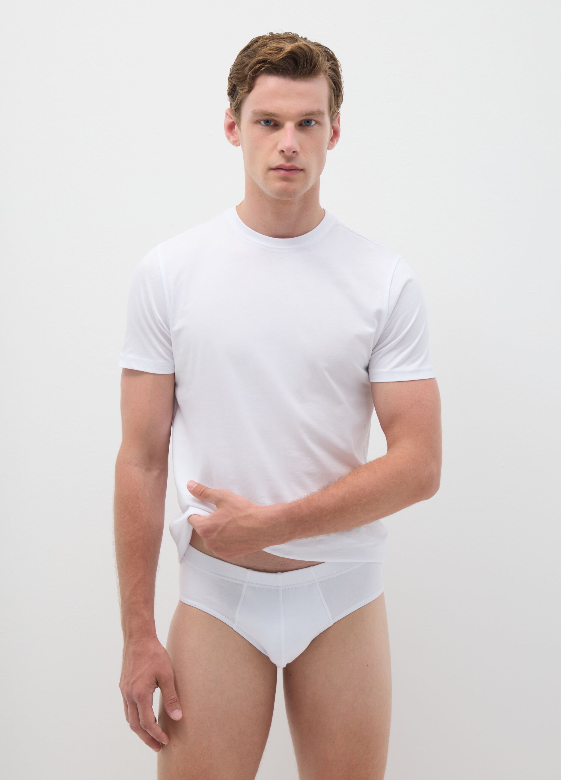 White Stretch Cotton Briefs Regular Fit