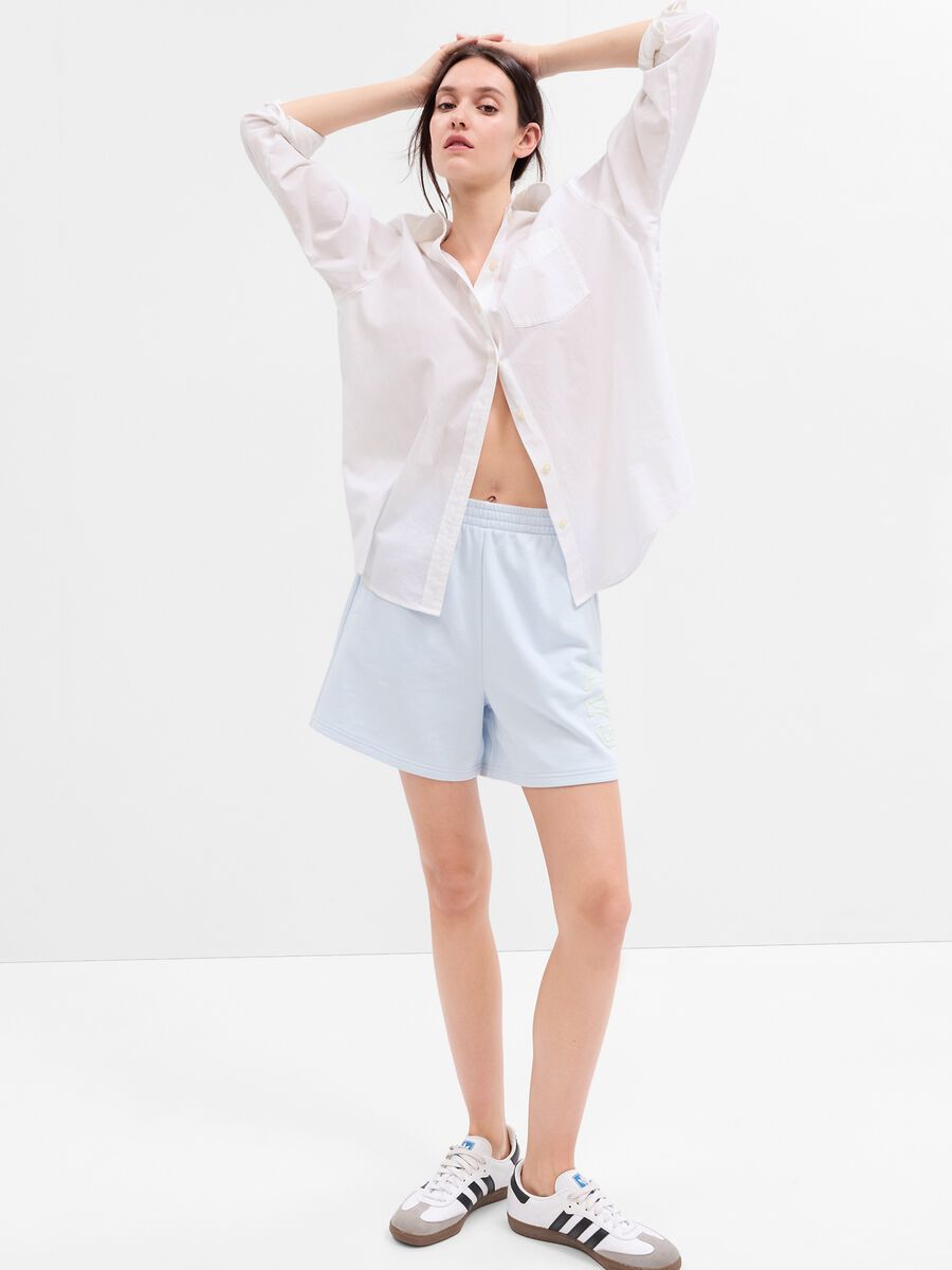 Shorts in felpa a vita alta con stampa logo_0