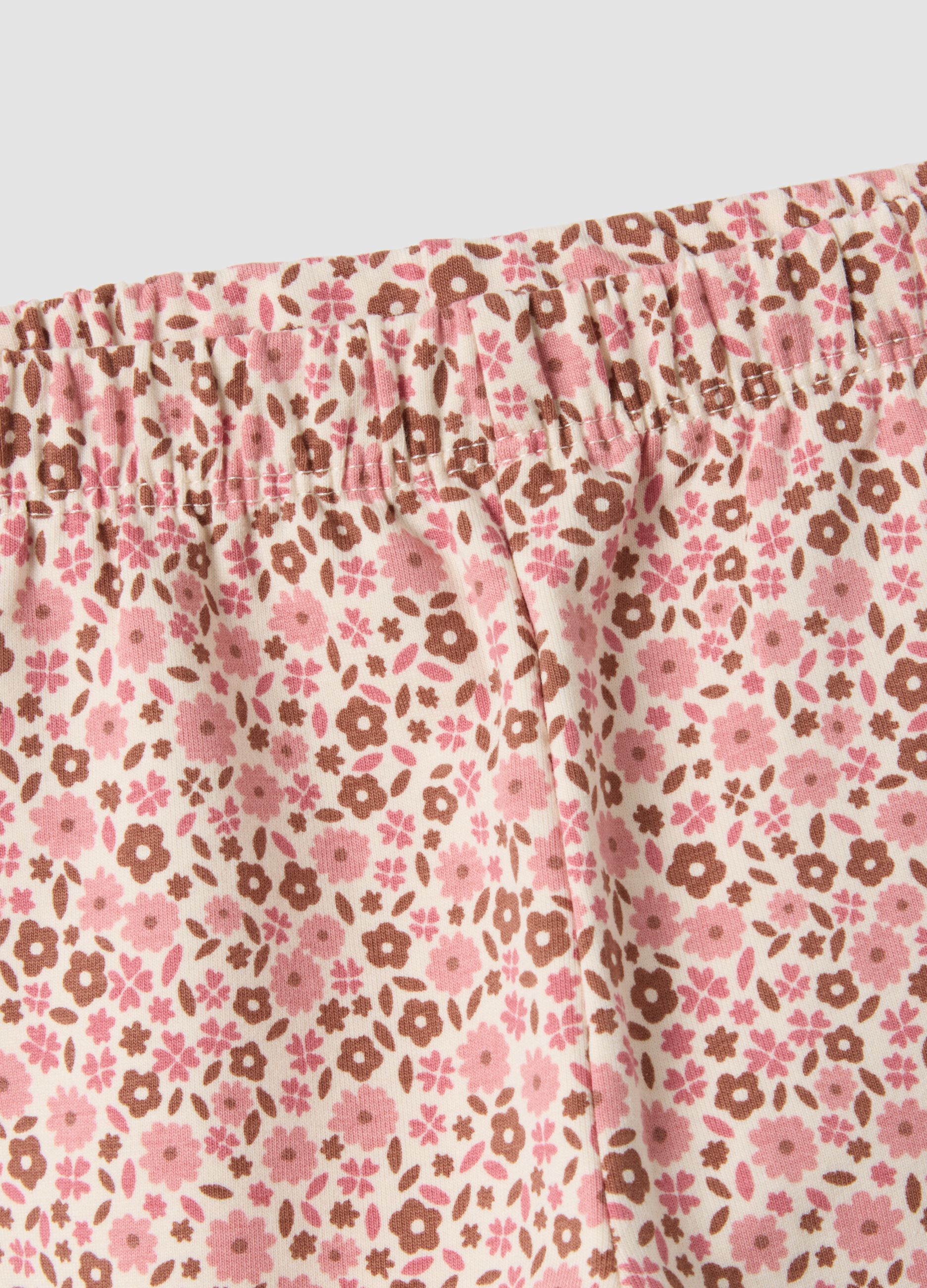 Pink floral stretch cotton leggings