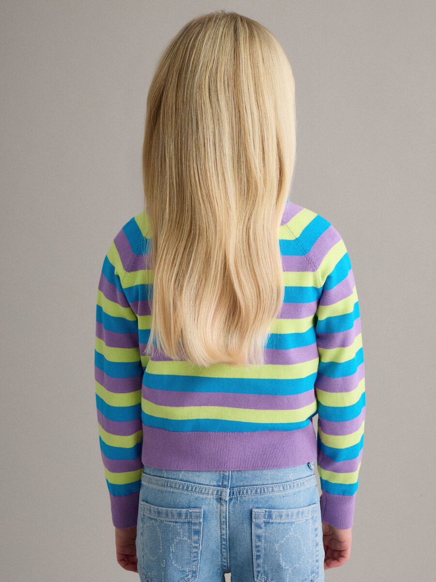 Pullover in puro cotone a righe multicolor da bambina regular fit_2
