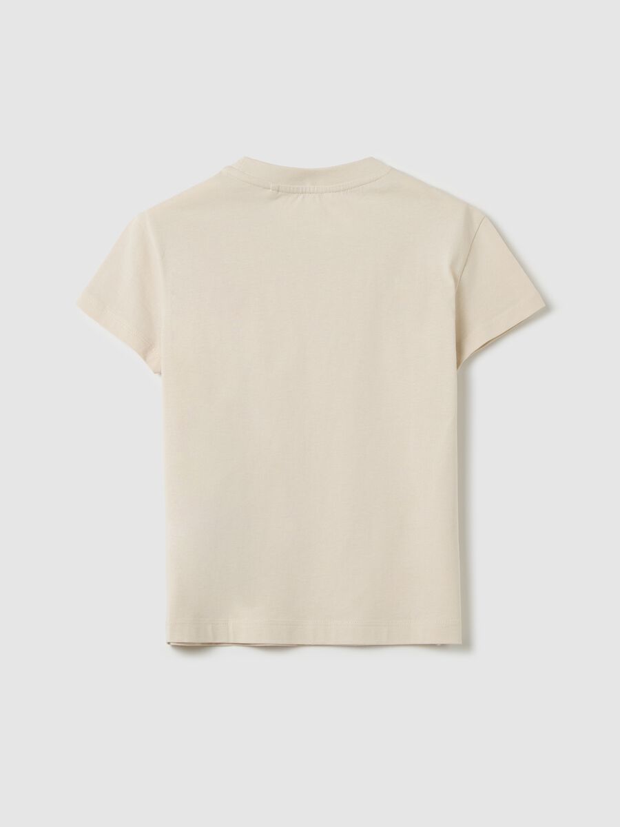 T-shirt bianca in cotone con stampa lettering_1
