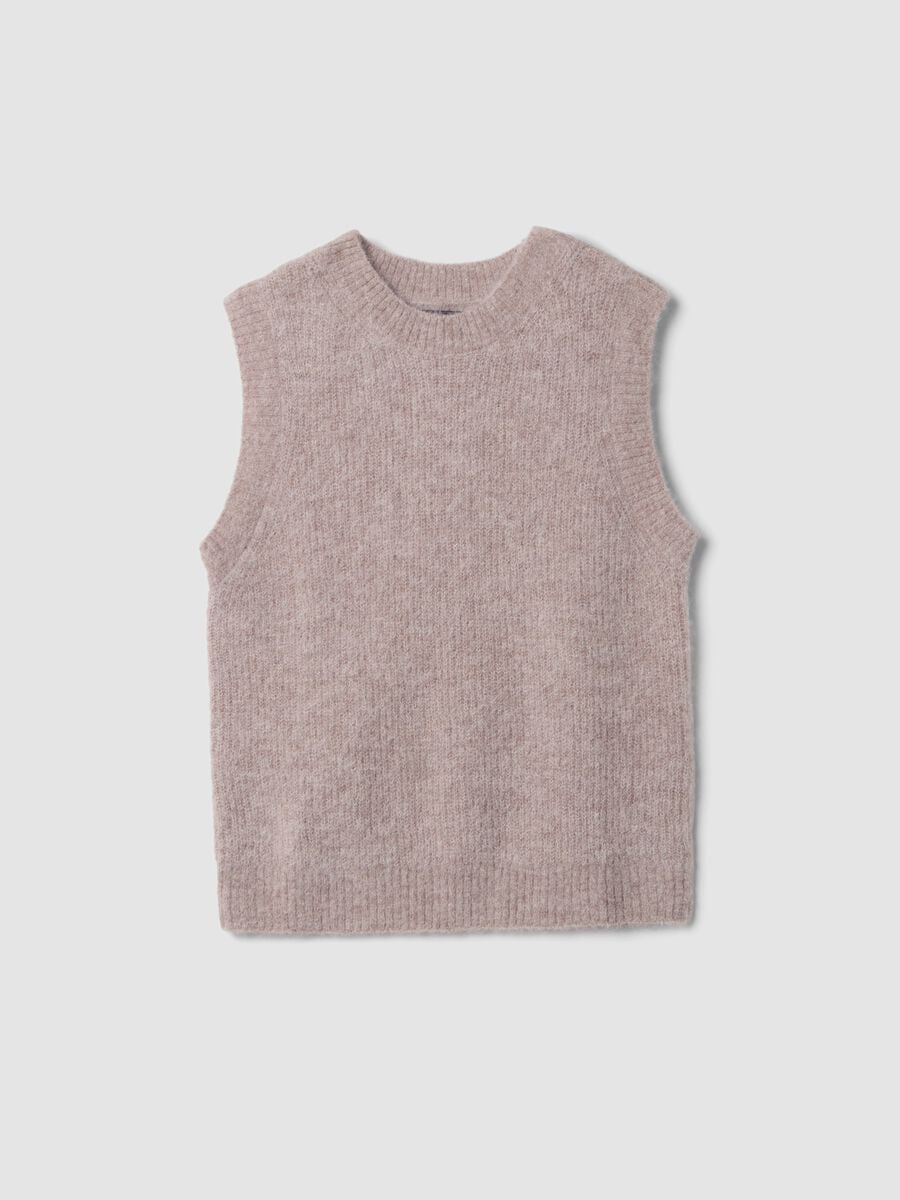 Pink alpaca and stretch wool crew-neck gilet_4
