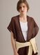 Cardigan marrone in misto viscosa a rete con frange_3