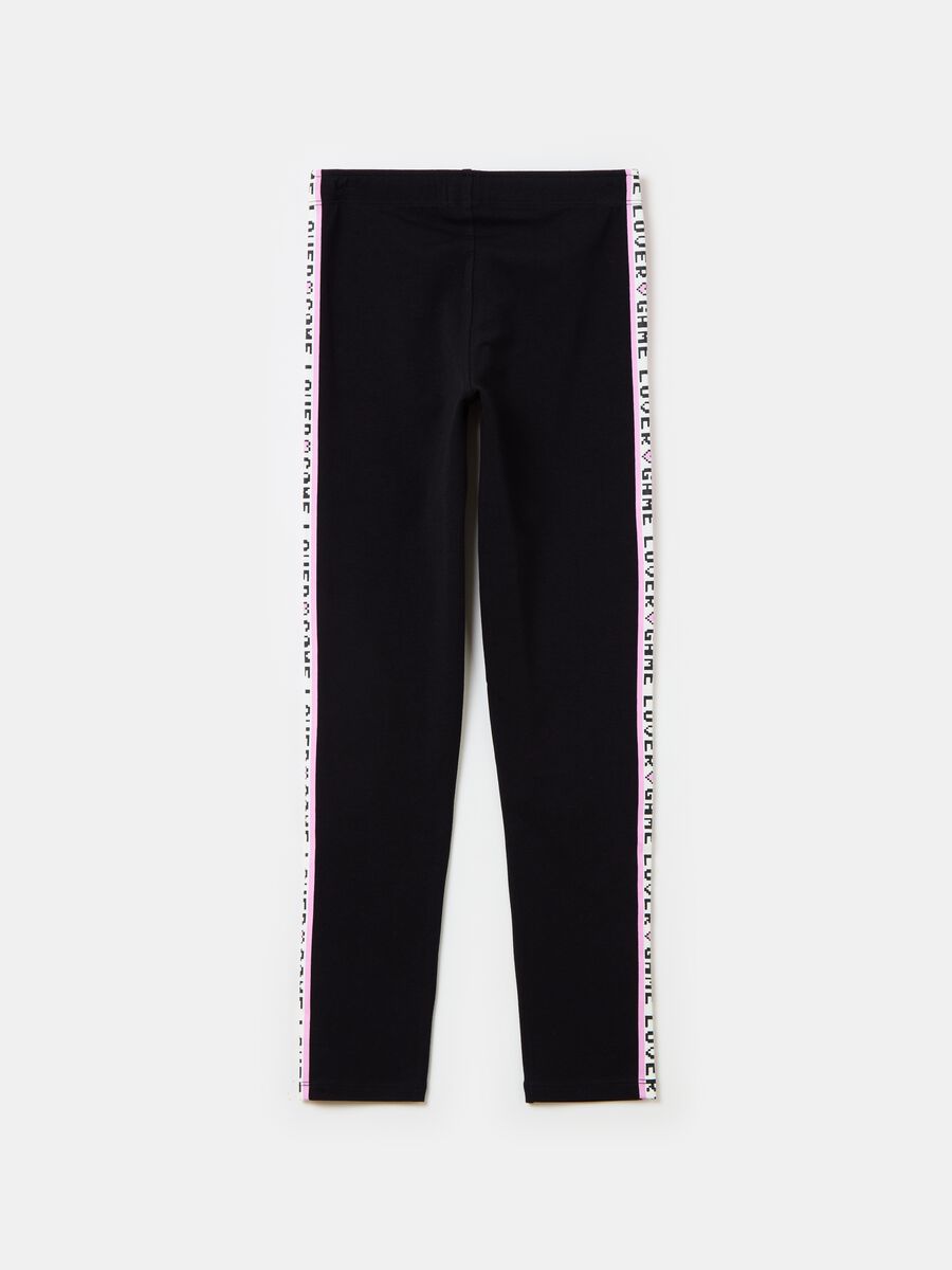 Leggings with contrasting colour side bands_0