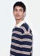 Blue striped pure cotton rugby polo with classic collar_0