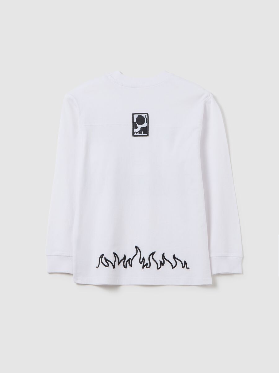 T-shirt bianca a maniche lunghe in cotone_4