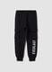 Black cotton-blend joggers with cargo pockets for boys_3
