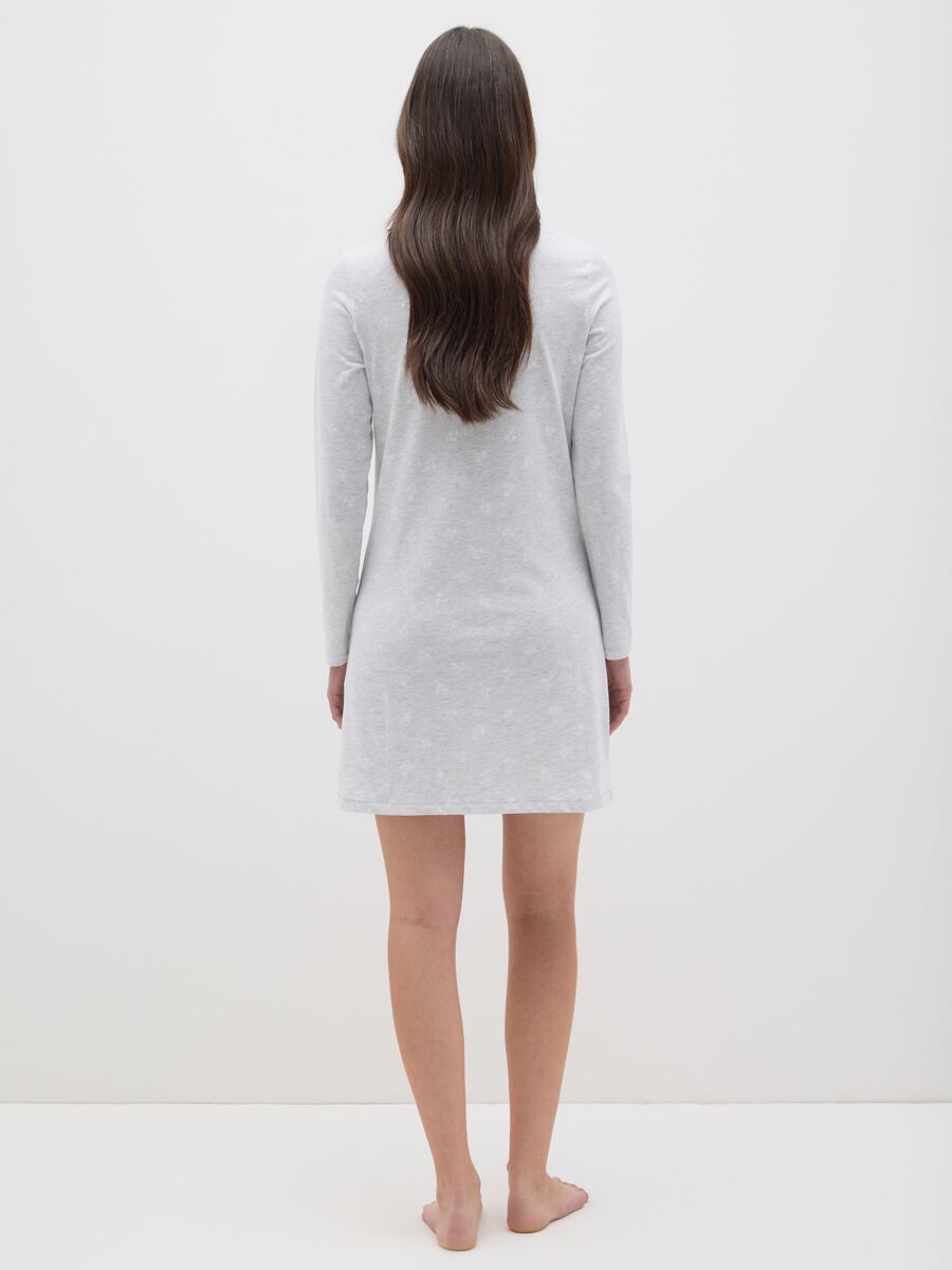 Grey pure cotton women's dress with embroidered lettering_2