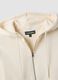 Felpa full zip bianca in misto cotone con cappuccio fitted_1