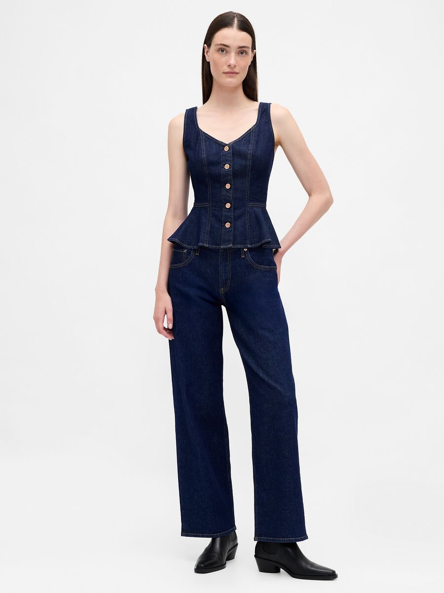 Stretch denim tank top with V-neck_2