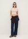 T-shirt fitted in cotone elasticizzato beige a costine_1