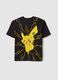 Children's black pure cotton T-shirt with Pikachu print in regular fit_4