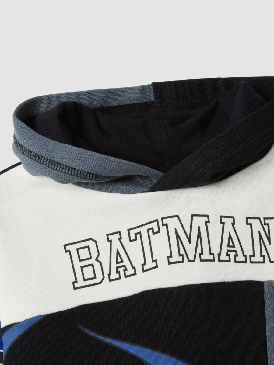 Blue pure cotton tracksuit with hood and Batman print_3