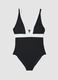 Black stretch fabric swimsuit with V-neck_0