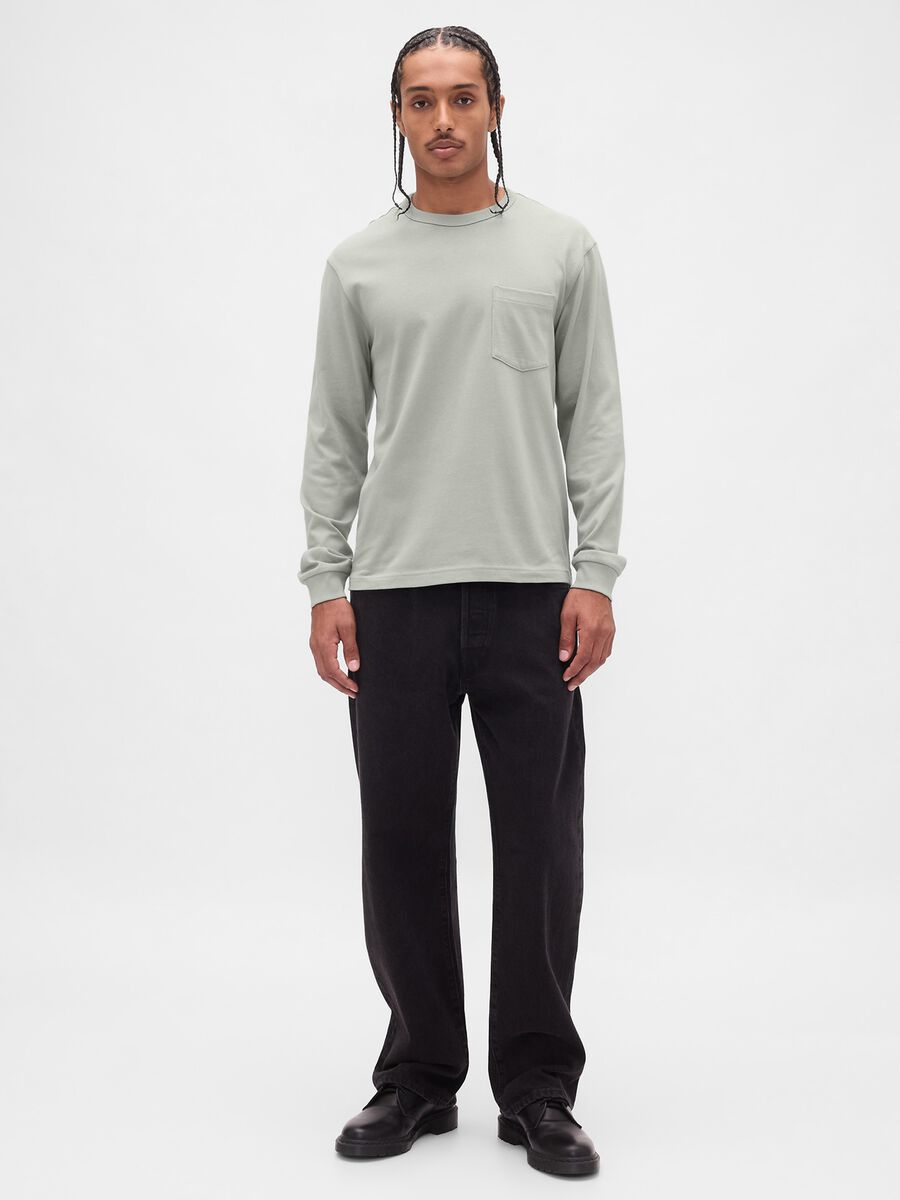 Grey Long Sleeve Cotton T-Shirt_2