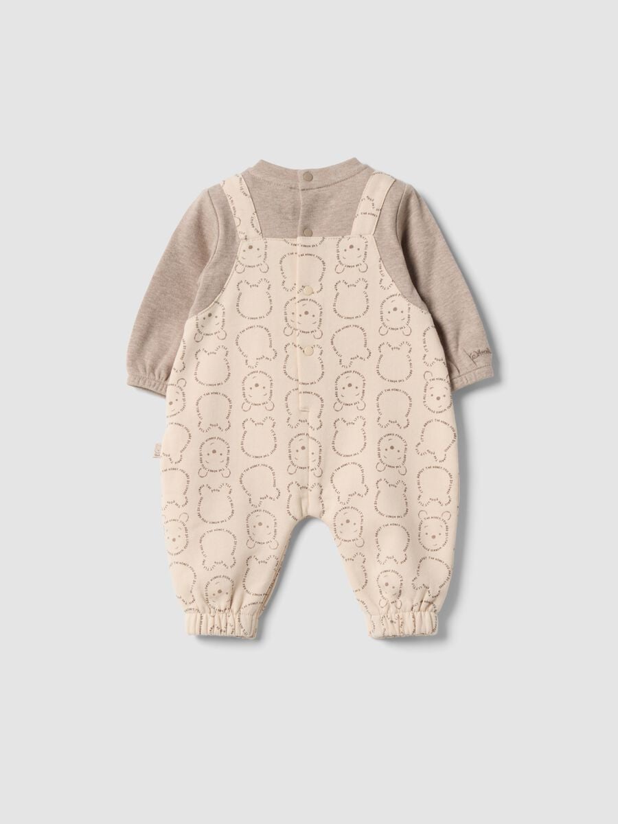 Tutina grigia in puro cotone organico con stampa Winnie The Pooh_1