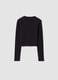 T-shirt nera in cotone organico elasticizzato con collo a costine per ragazza_4