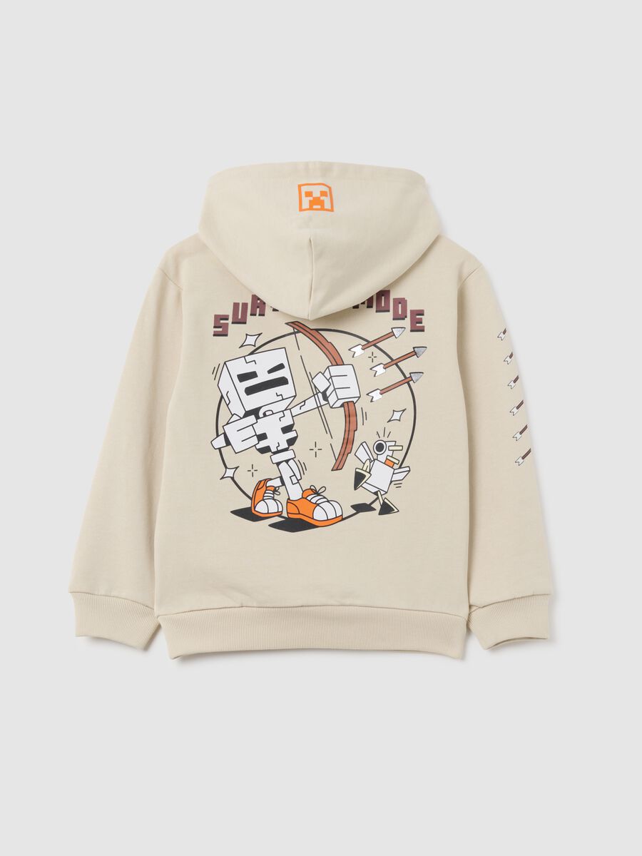Beige children's hoodie in pure cotton with print_1