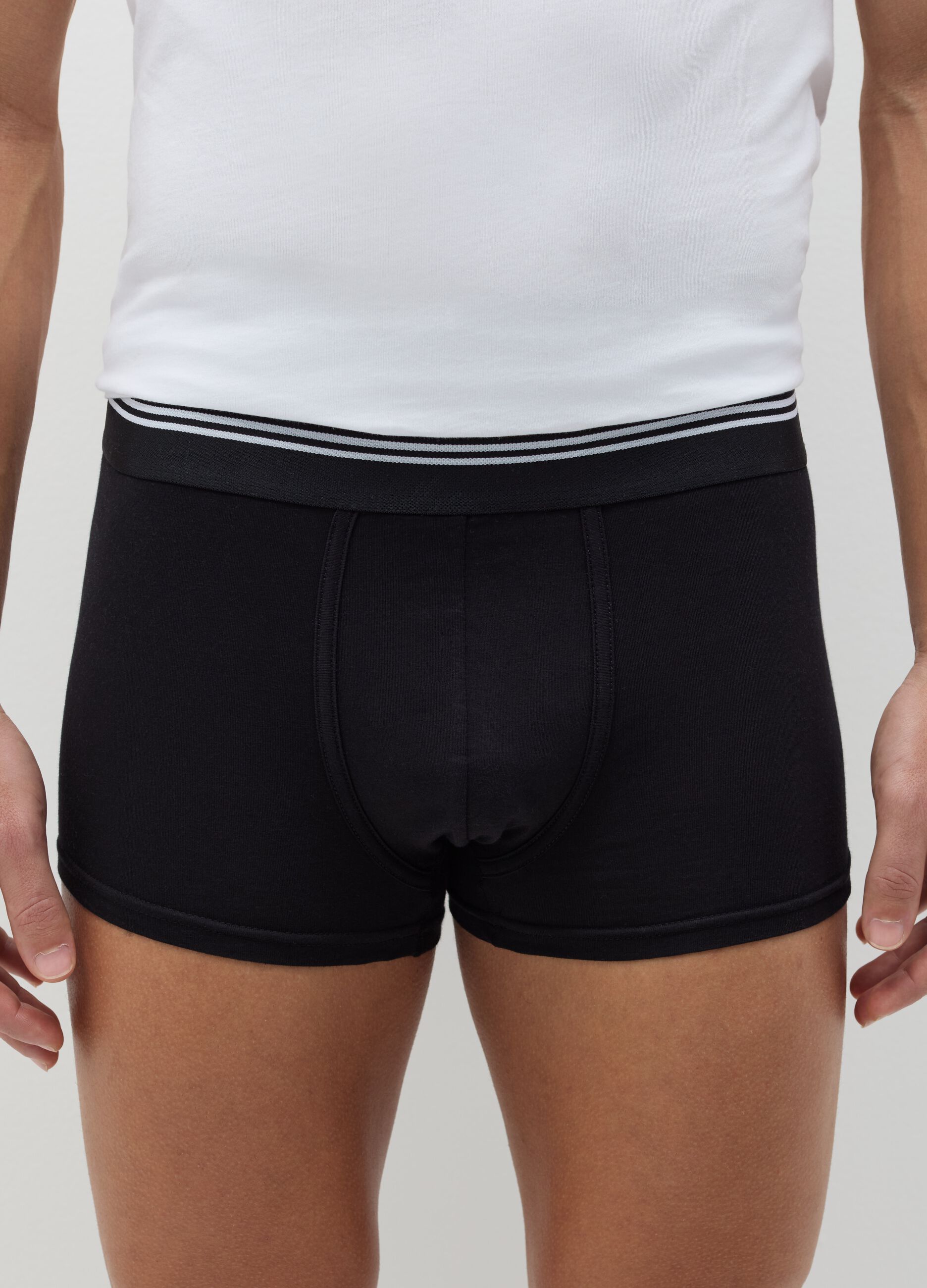 Three-pack boxer shorts in stretch cotton with striped detail
