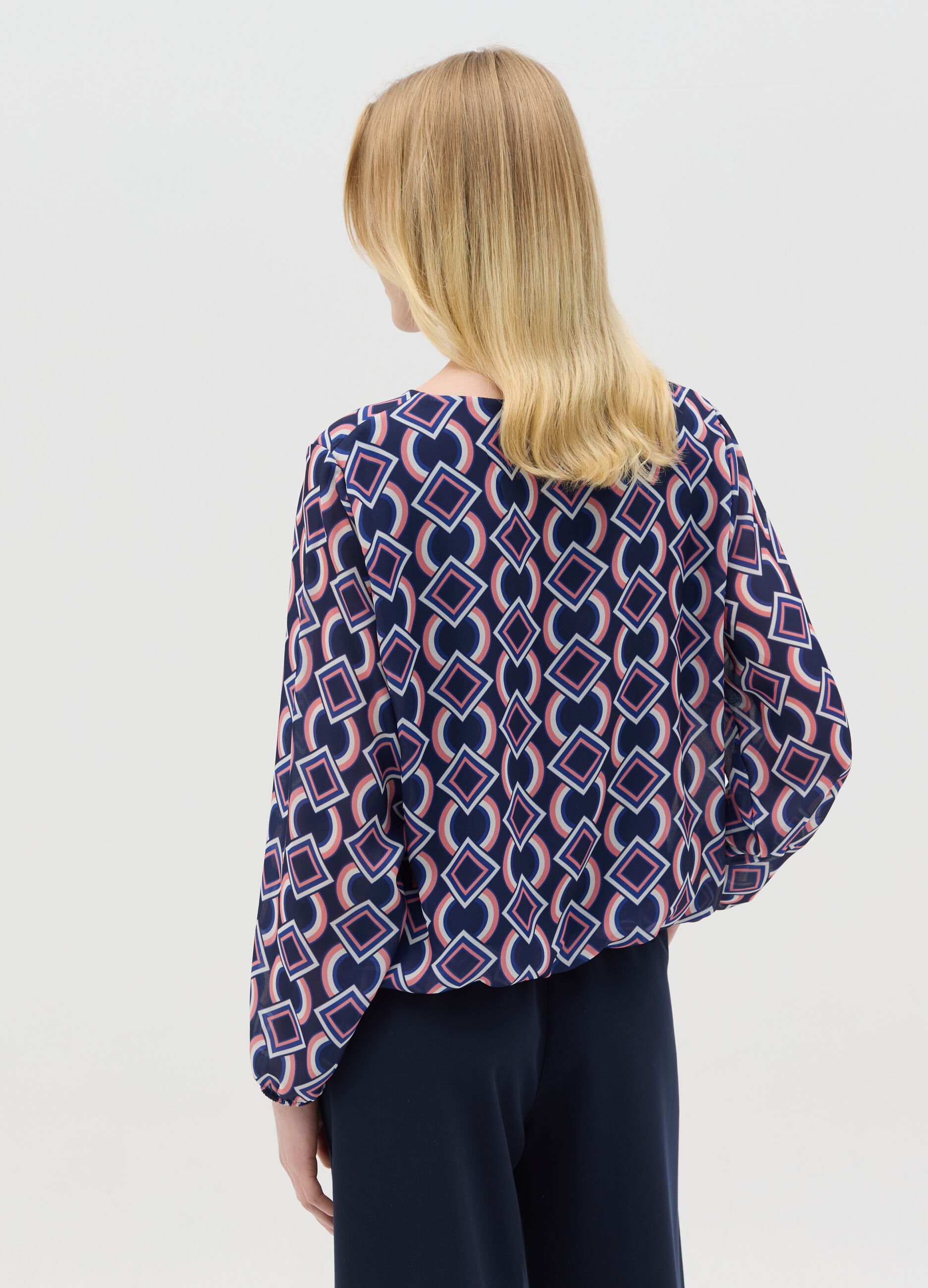 Blouse with geometric print