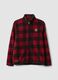 Red heavy check jacket with zip and high neck_0