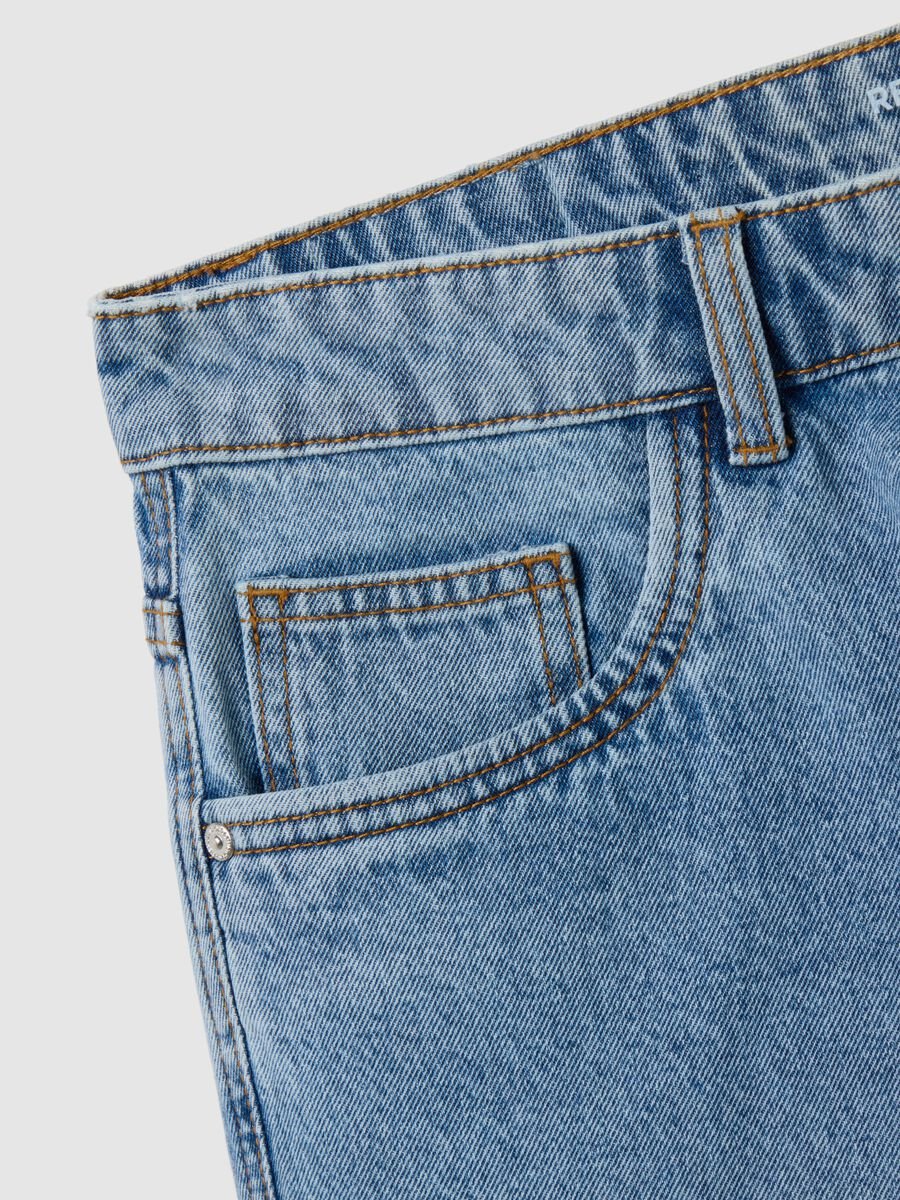 Shorts da uomo in puro cotone denim regular fit con cinque tasche_5