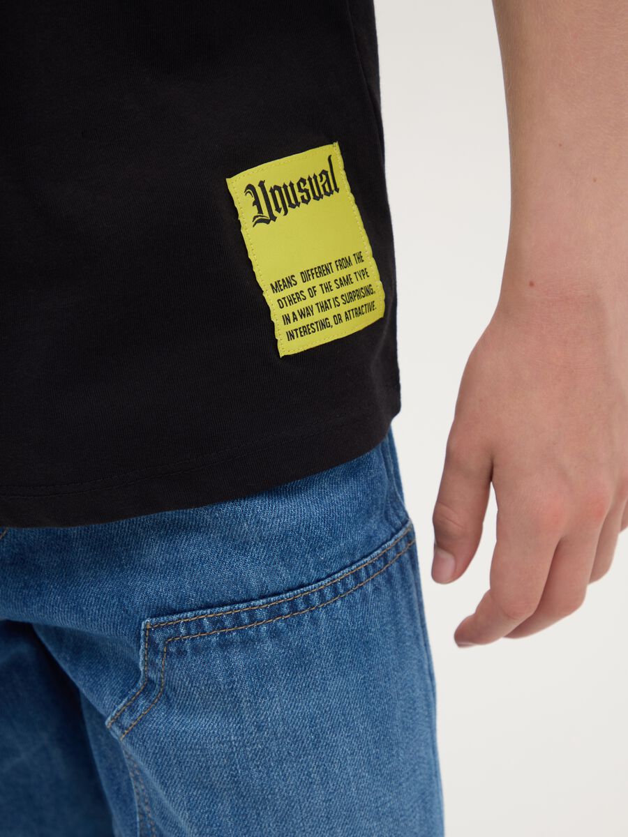 Canotta da ragazzo in puro cotone nero regular fit con grafica_1