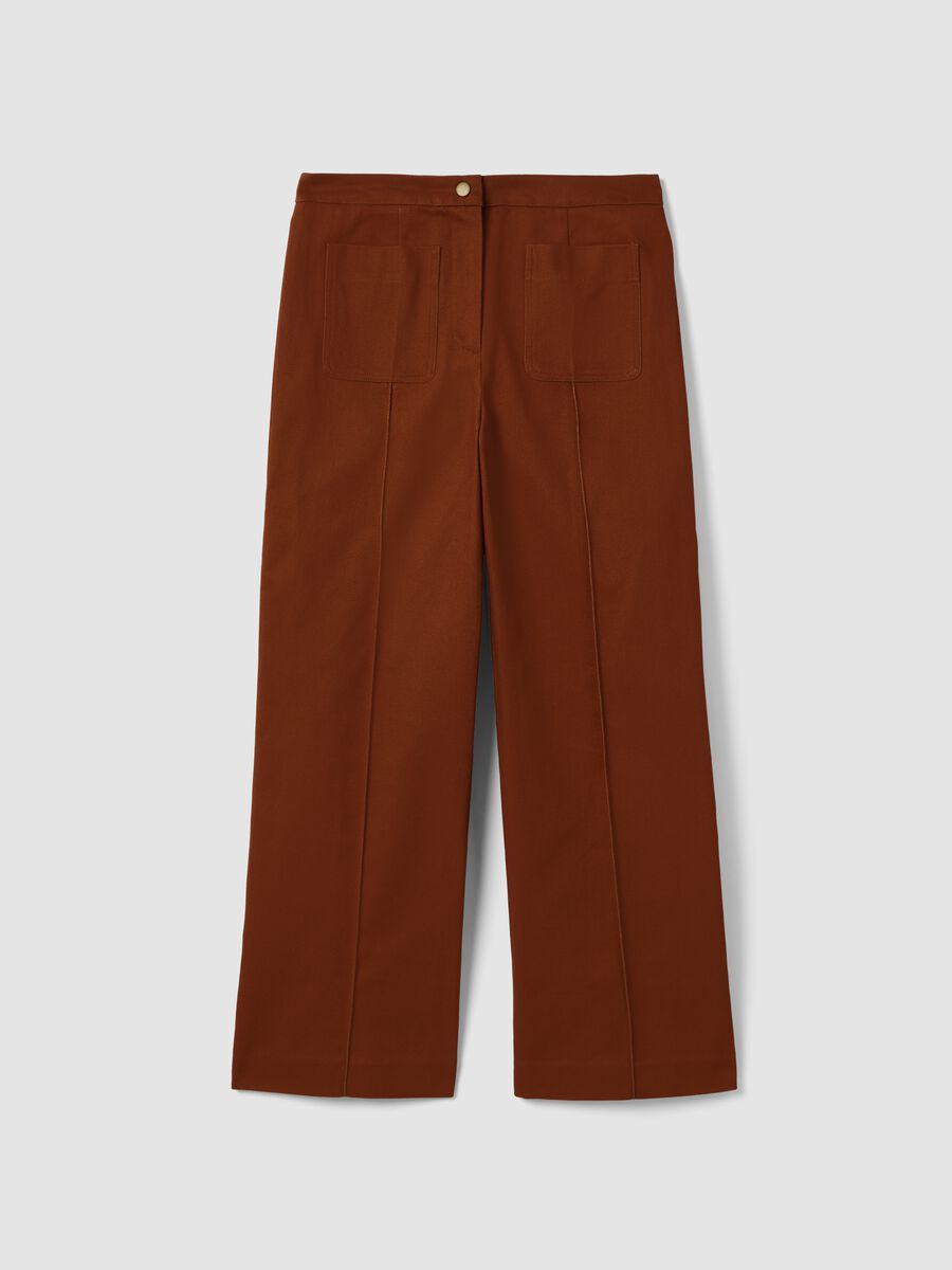 Pantaloni marroni cognac in puro cotone_4