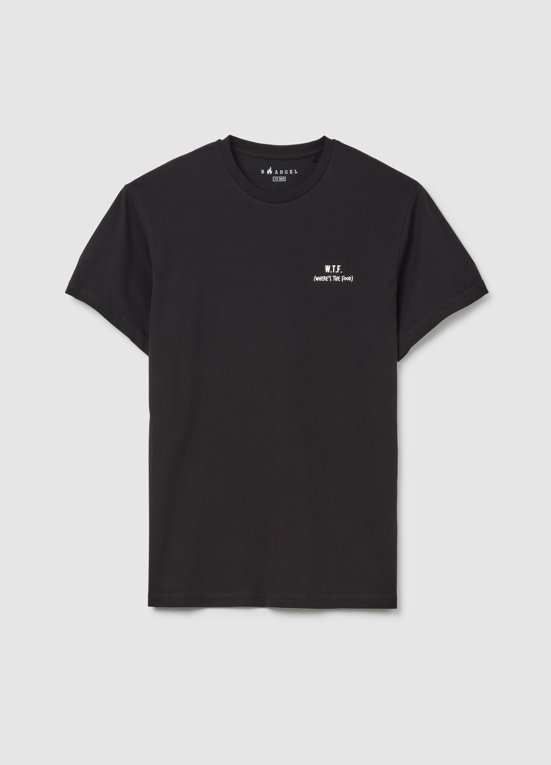T-shirt da uomo in puro cotone nero regular fit