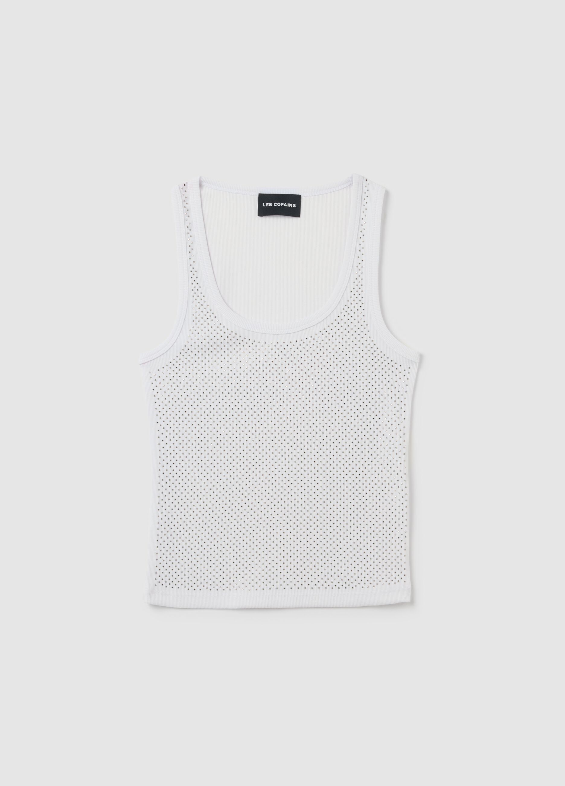Women's White Blend Fitted Tank Top